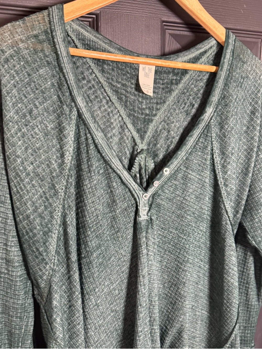 We The Free Heathered Sage Green Long Sleeve Henley Tunic - Picture 4 of 10